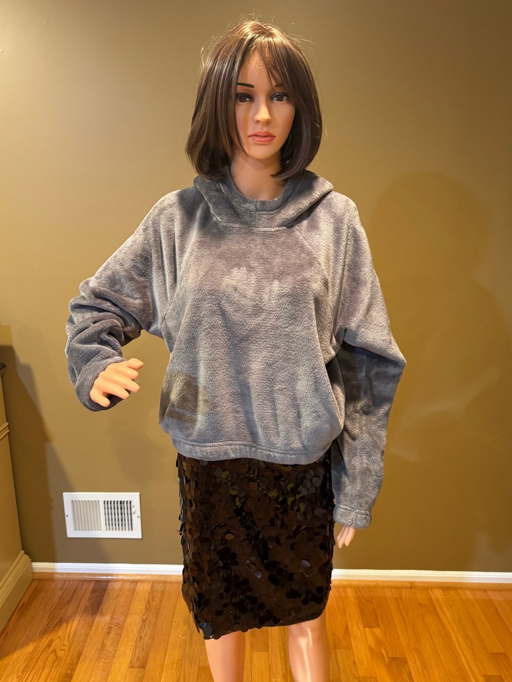 Hollister Heather Gray Plush Pullover Hoodie